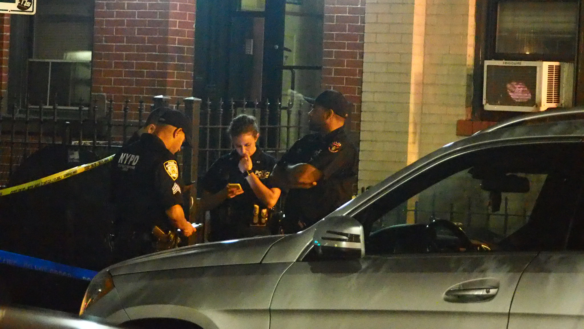 Members of the NYPD near the scene of the stabbing