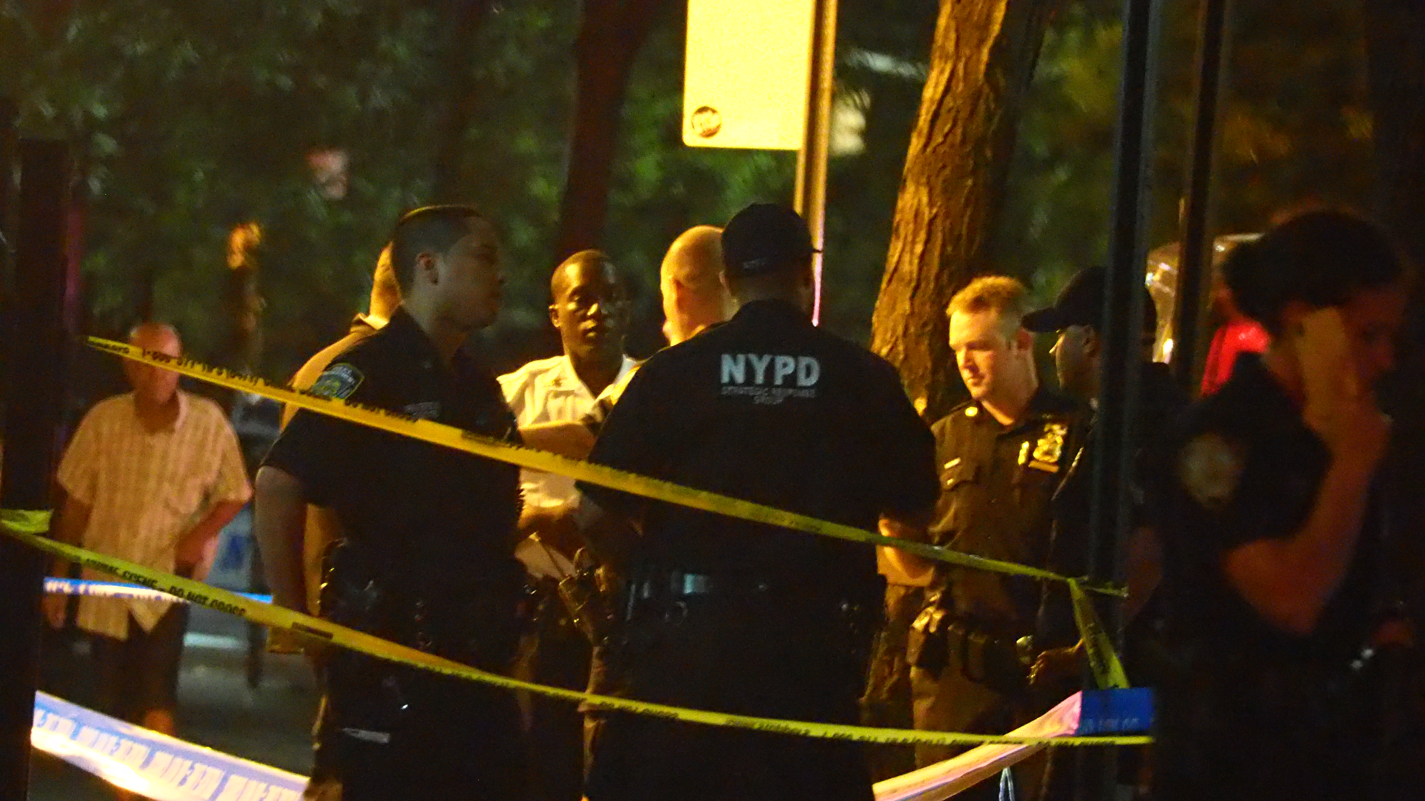 Members of the NYPD Strategic Response Group(SRG) assessing the scene